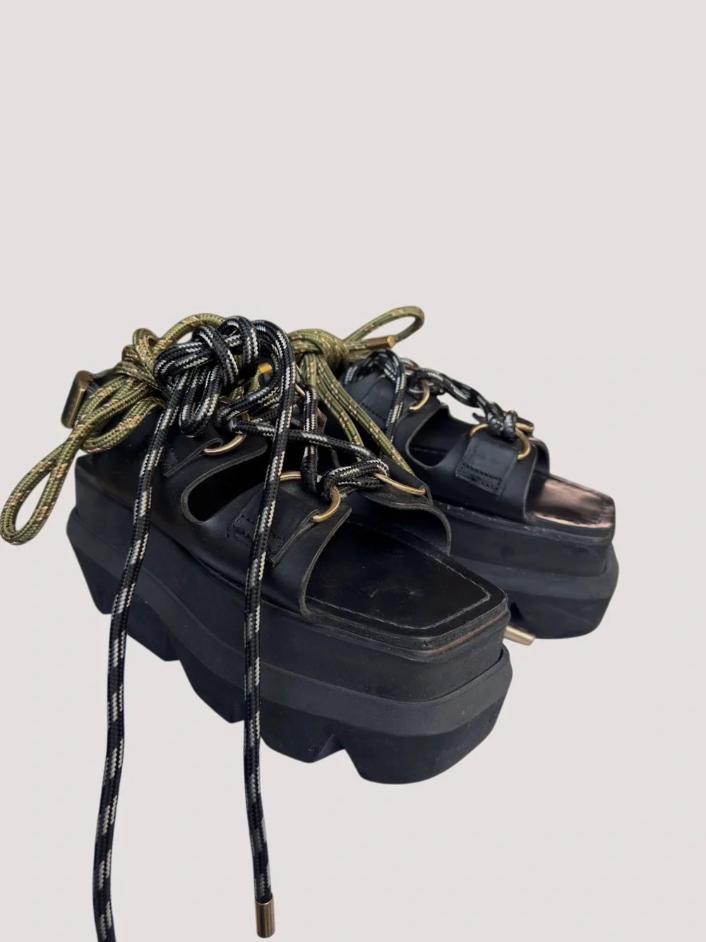 Sacai Lace Up Platform Sandals